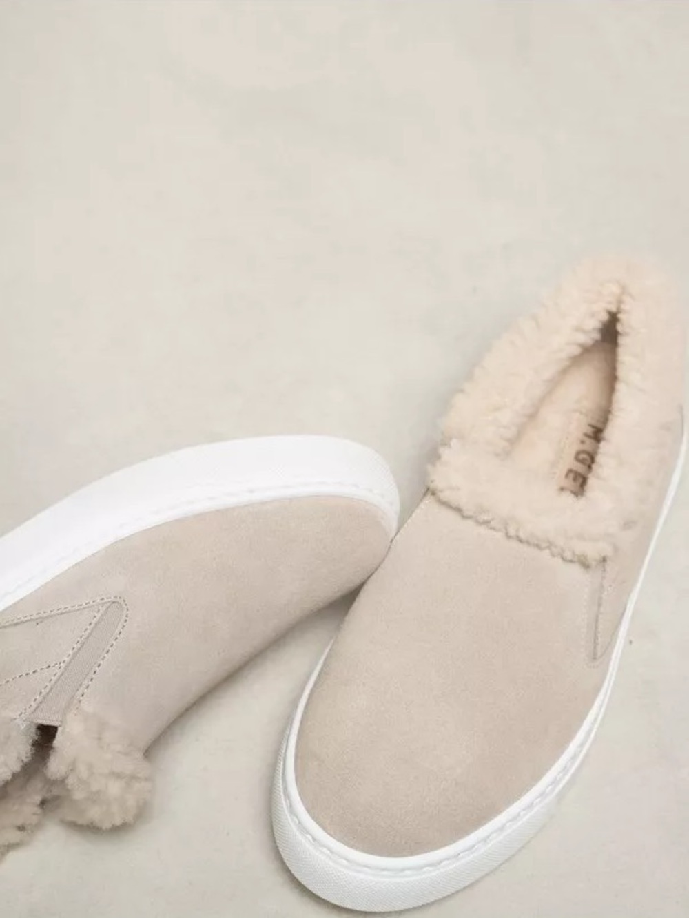 M.Gemi cerchio Beige Shearling-Lined Slip-On Sneakers sz 9